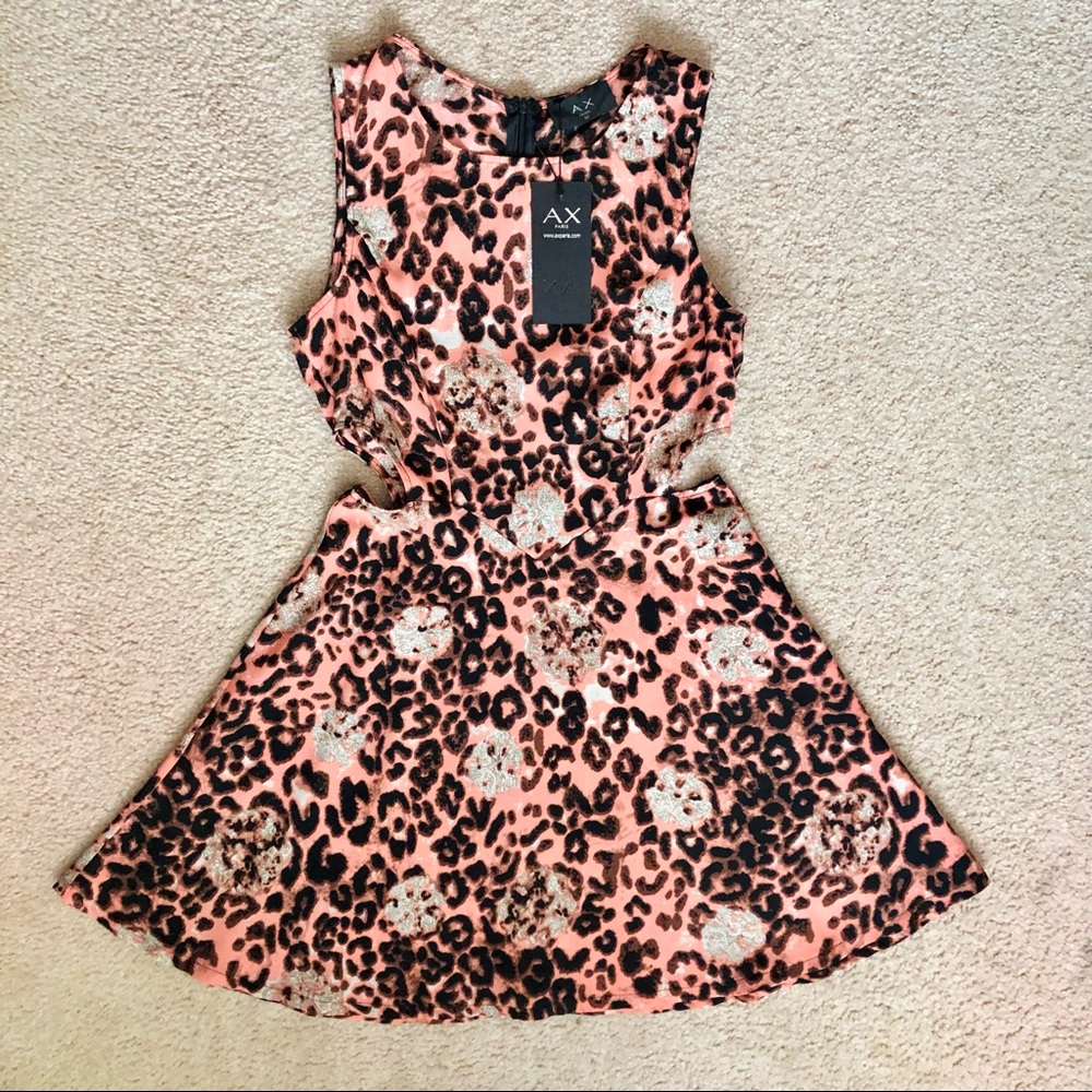 NWT AX Paris Pink Animal Print Mini Skater Dress